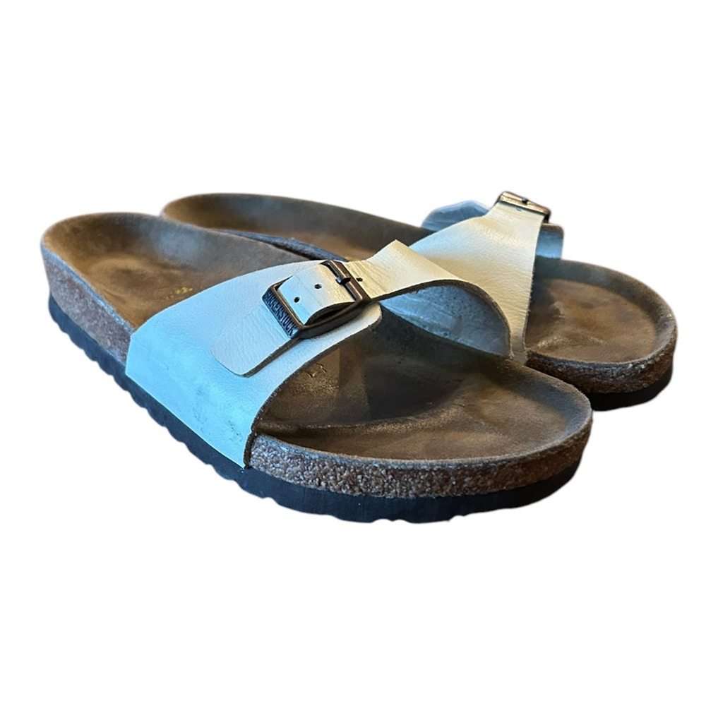 Birkenstock Light Blue Single Strap Cork Footbed Sandals